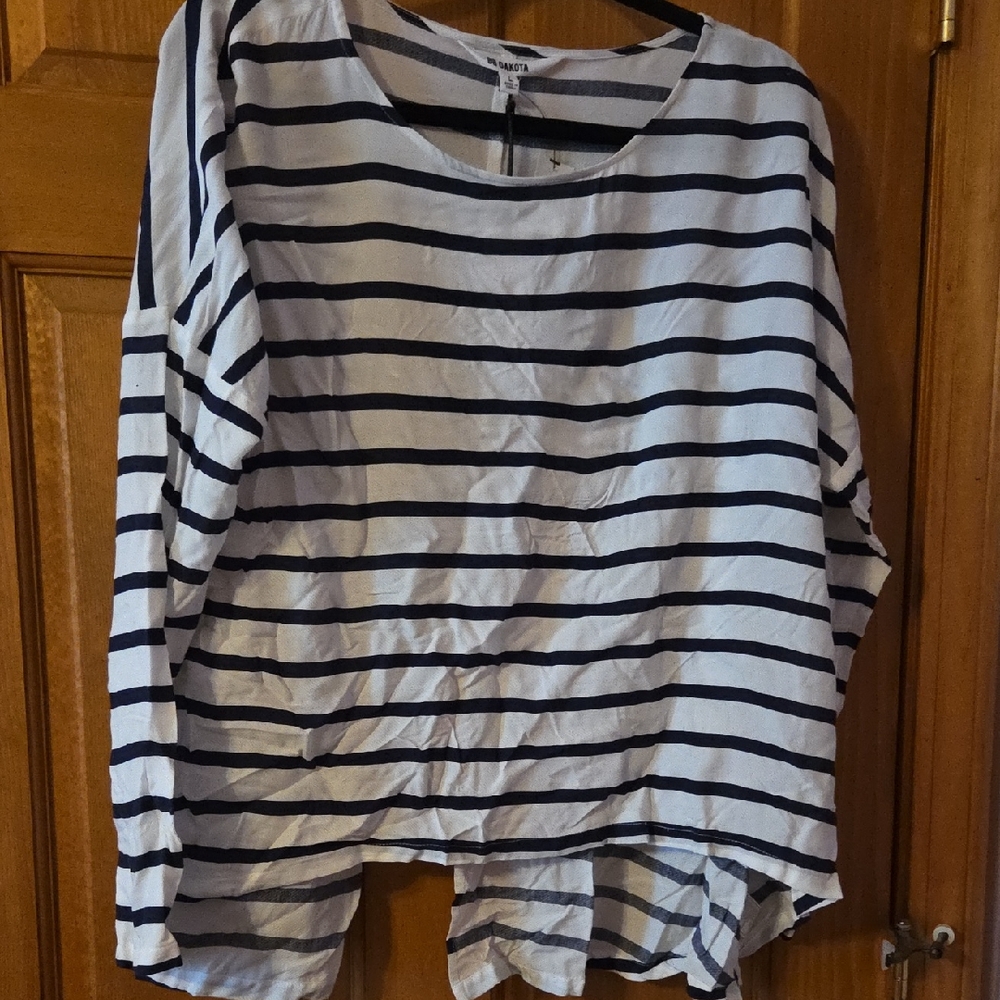 BB Dakota Navy and White Striped Top